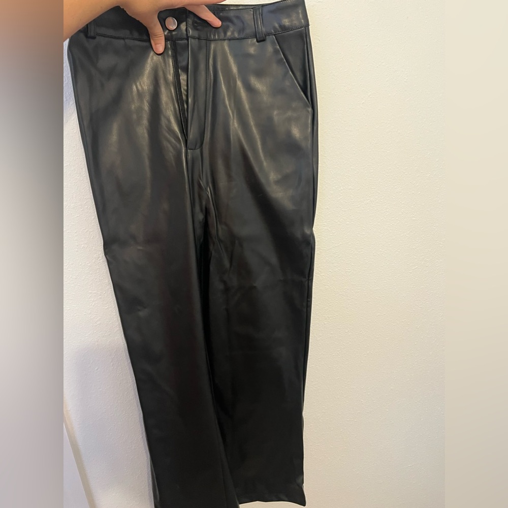 Black leather type pants